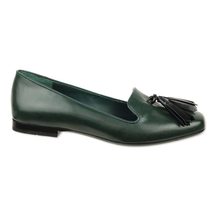 MaxMara Forest Green Tassel Clara Flat Loafer