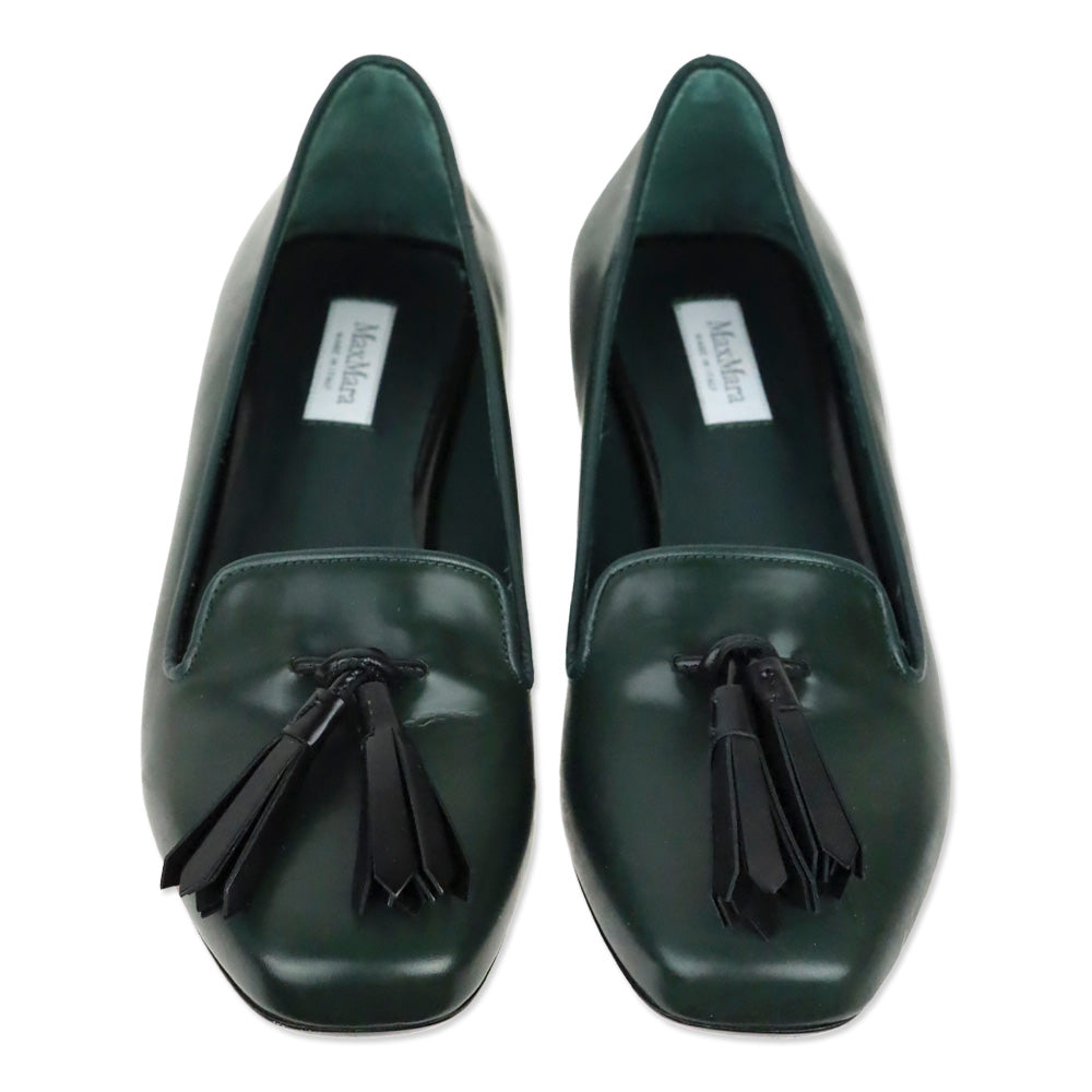MaxMara Forest Green Tassel Clara Flat Loafer