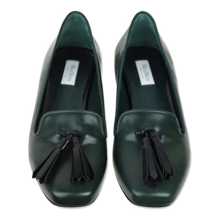 MaxMara Forest Green Tassel Clara Flat Loafer