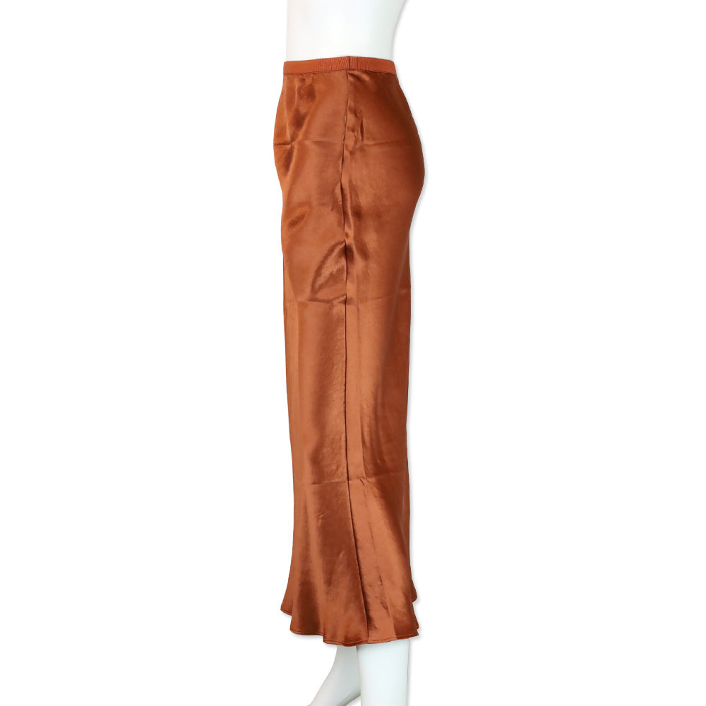 Max Mara Leisure Orange Satin Maxi Skirt