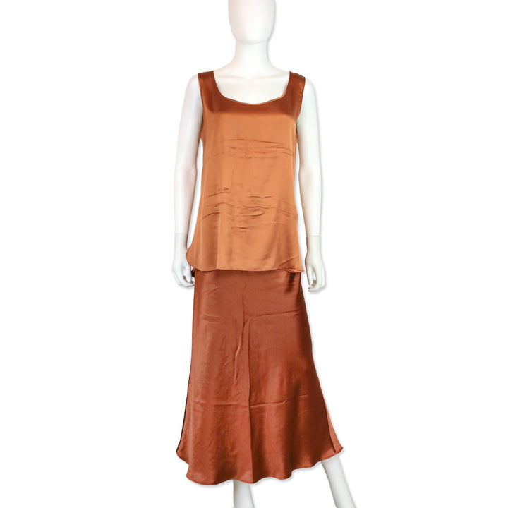 Max Mara Leisure Orange Satin Maxi Skirt