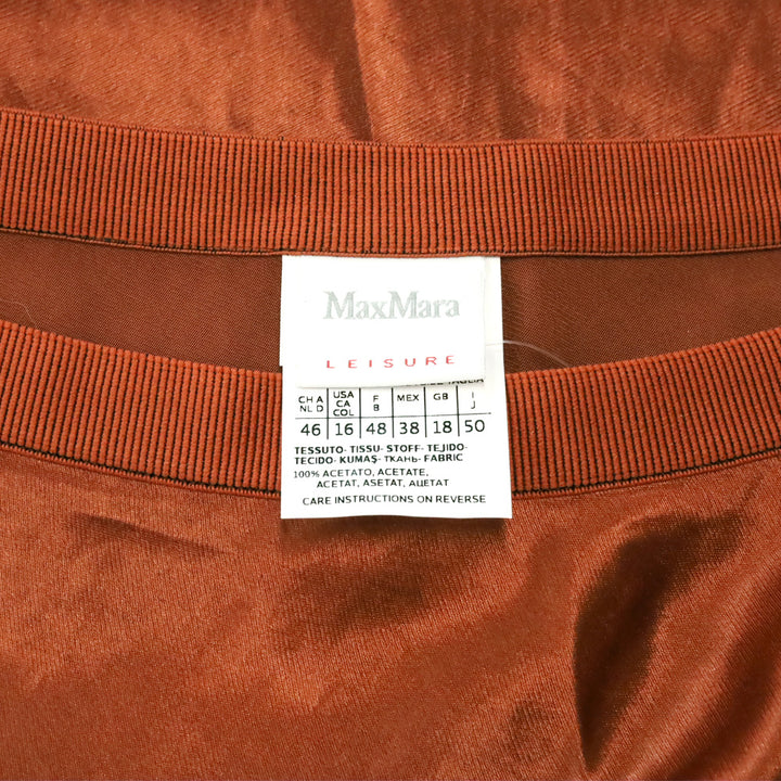 Max Mara Leisure Orange Satin Maxi Skirt