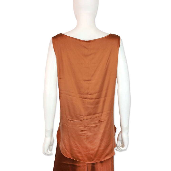 Max Mara Leisure Orange Silk Blend Satin Tank Top