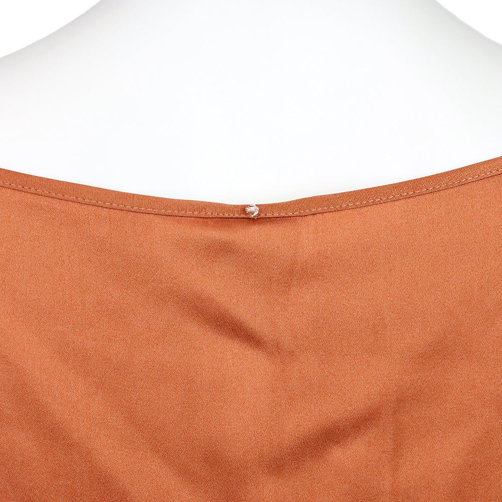 Max Mara Leisure Orange Silk Blend Satin Tank Top