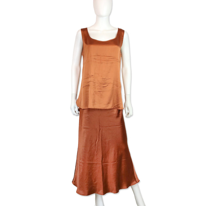 Max Mara Leisure Orange Silk Blend Satin Tank Top