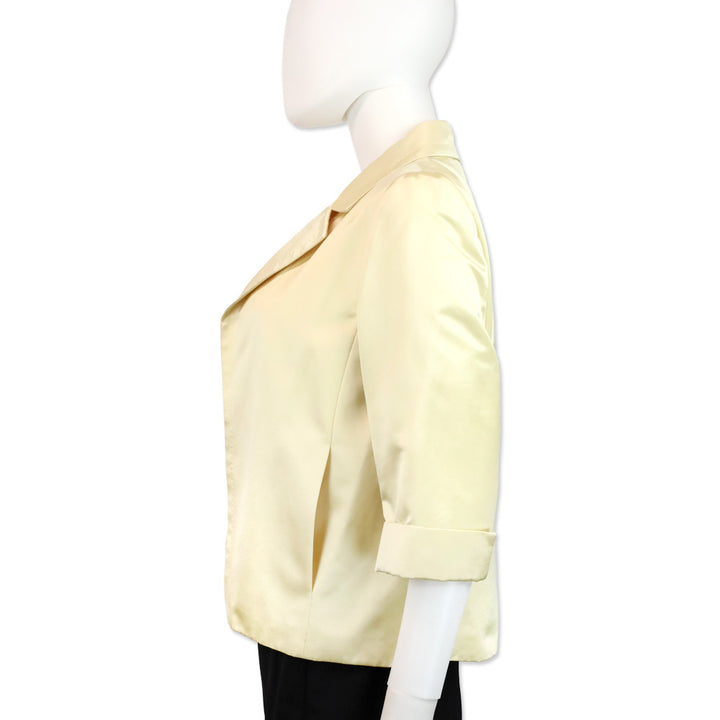 Max Mara Light Yellow Satin Cropped Blazer