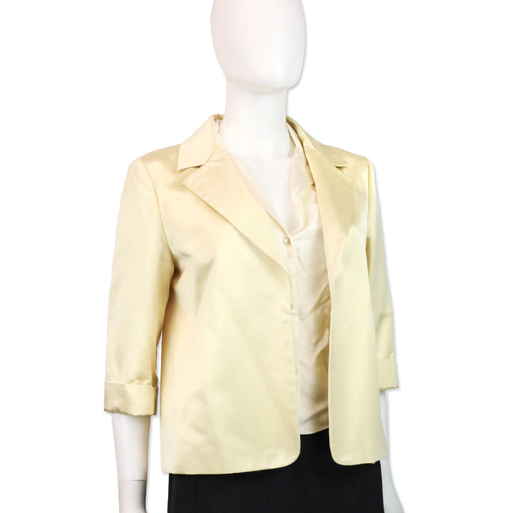 Max Mara Light Yellow Satin Cropped Blazer