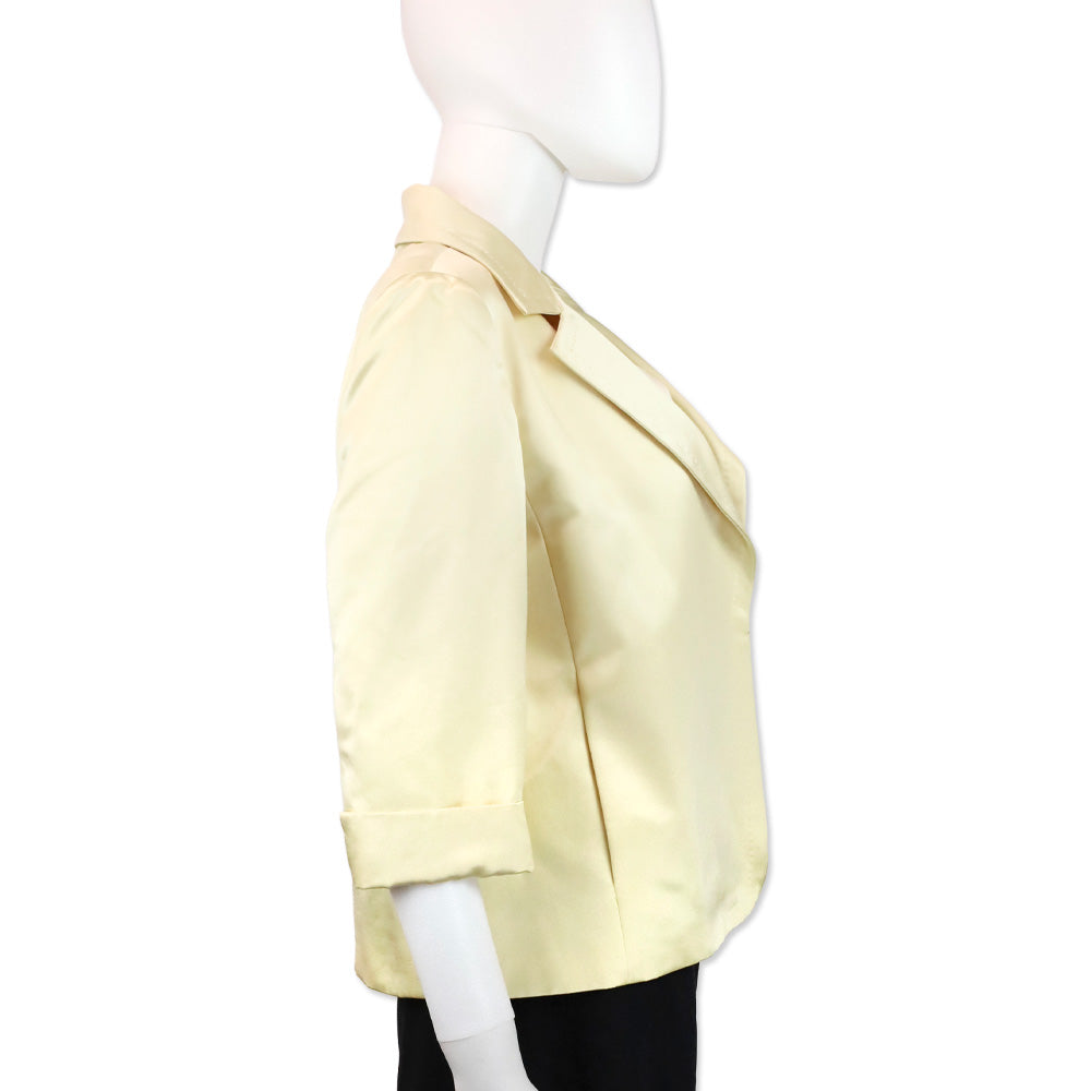 Max Mara Light Yellow Satin Cropped Blazer