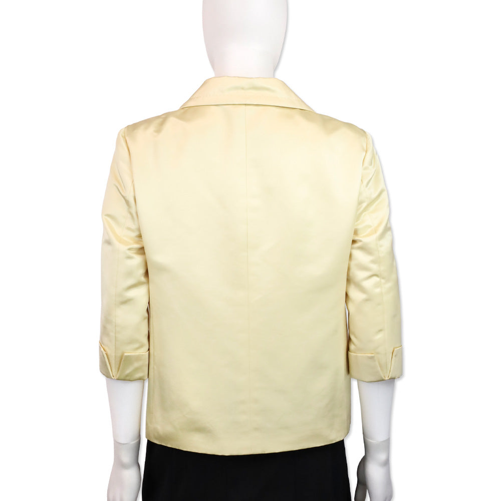 Max Mara Light Yellow Satin Cropped Blazer