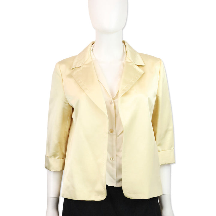 Max Mara Light Yellow Satin Cropped Blazer