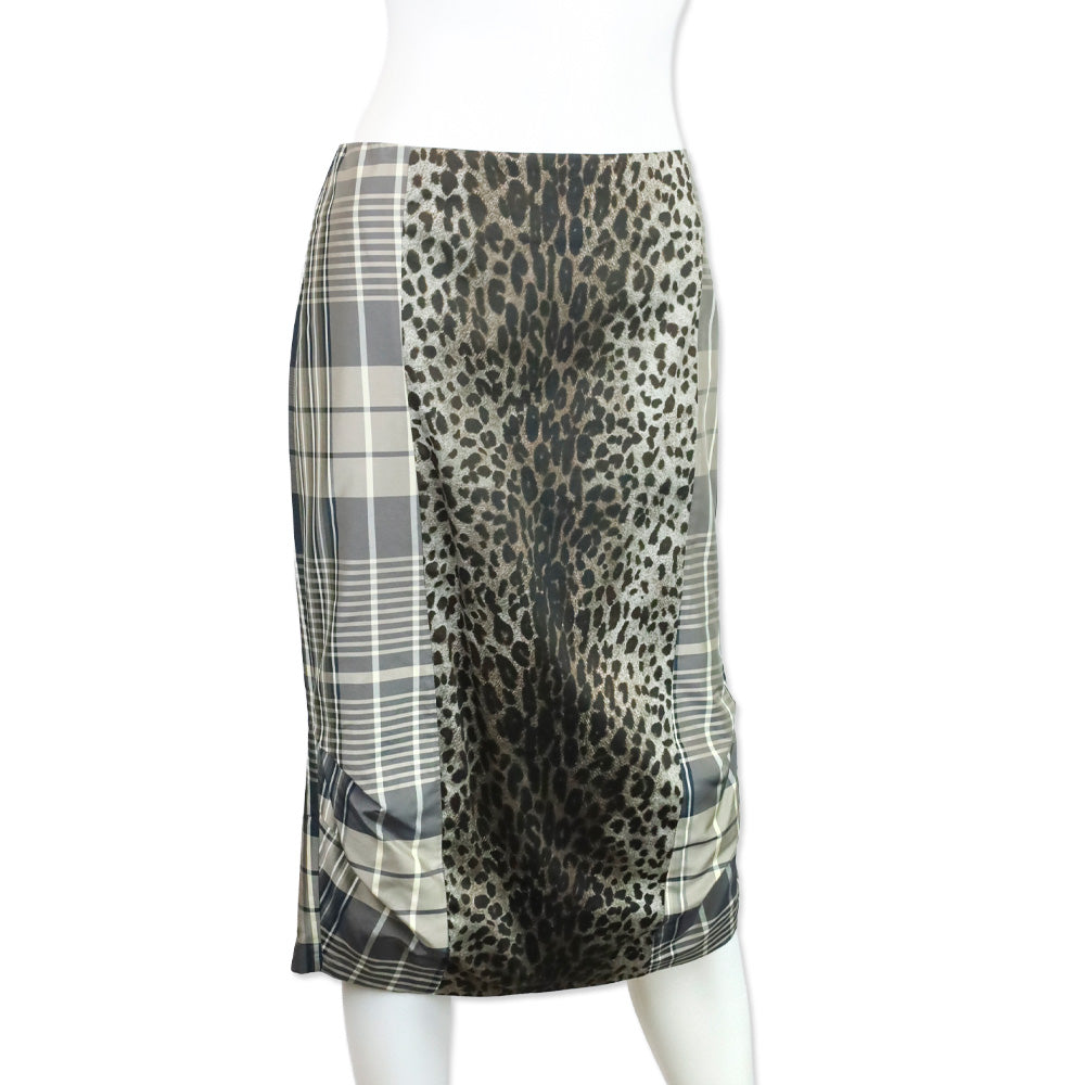 Max Mara Mixed-Print Silk Organza Overlay Pencil Skirt