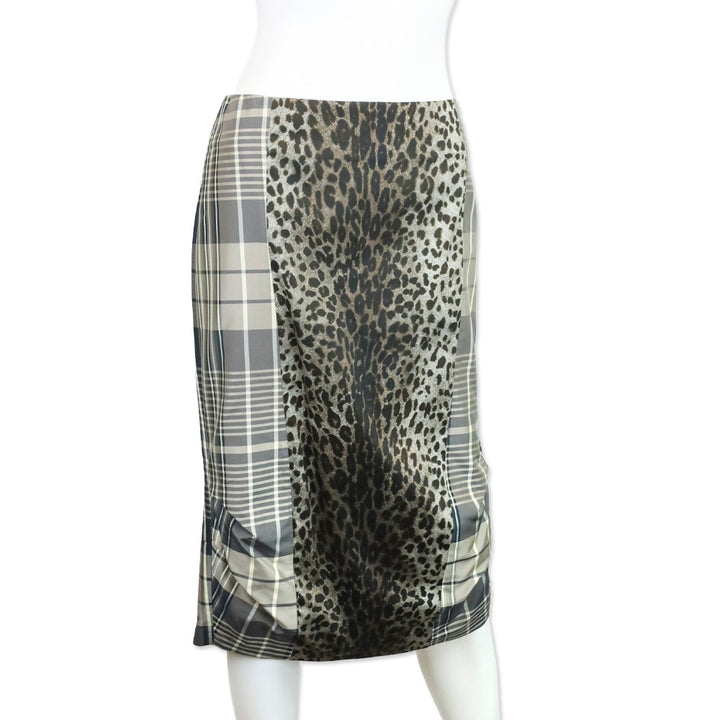 Max Mara Mixed-Print Silk Organza Overlay Pencil Skirt