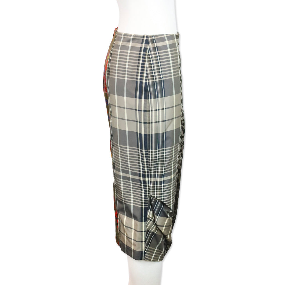 Max Mara Mixed-Print Silk Organza Overlay Pencil Skirt