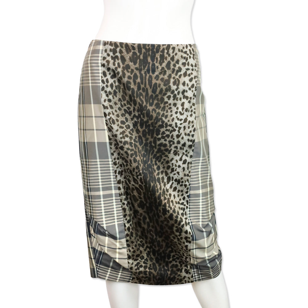 Max Mara Mixed-Print Silk Organza Overlay Pencil Skirt