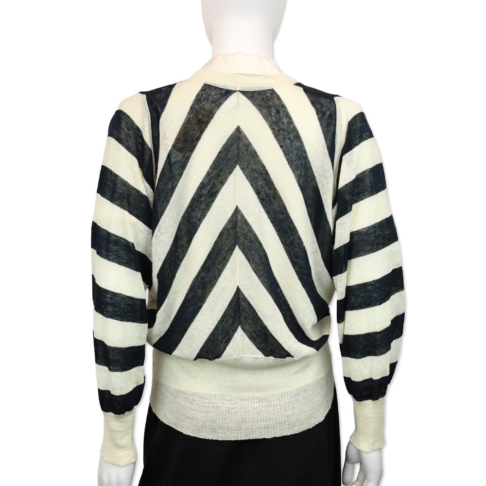Max Mara Navy/Cream Striped Thin Knit Cardigan