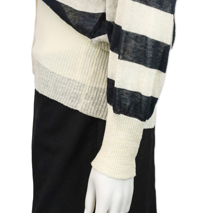 Max Mara Navy/Cream Striped Thin Knit Cardigan