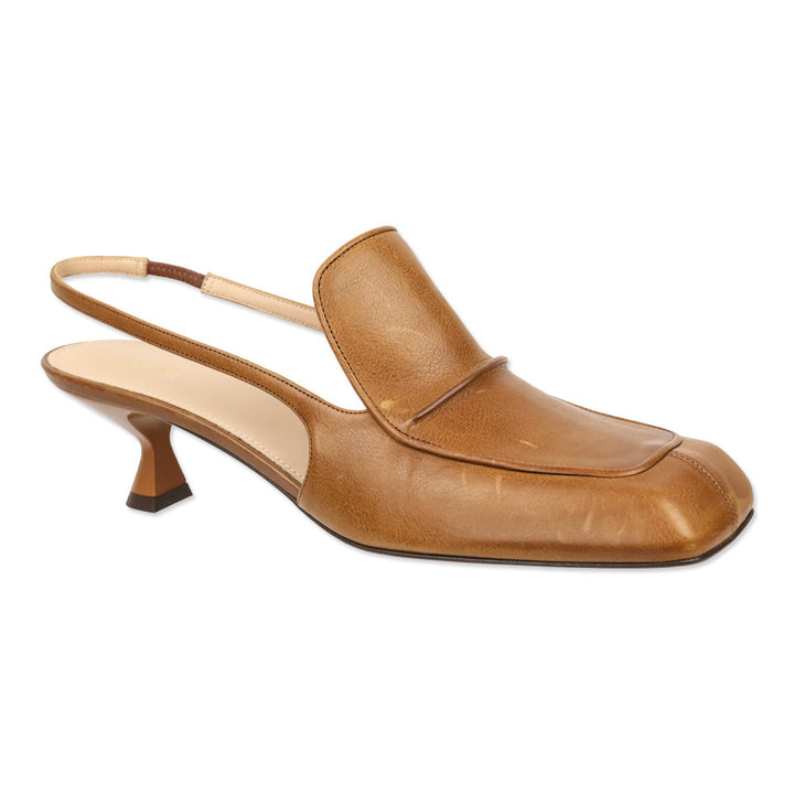 Max Mara Sportmax Epica Brown Leather Slingback Loafer