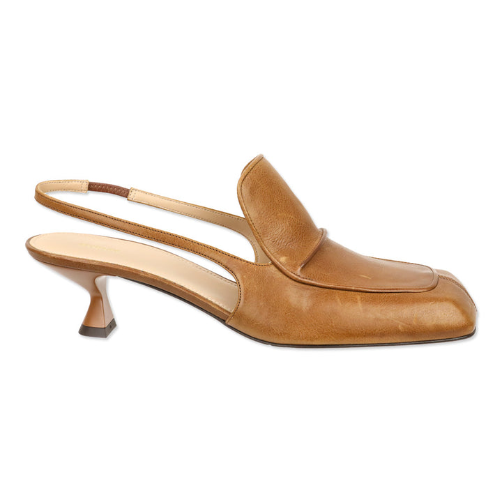 Max Mara Sportmax Epica Brown Leather Slingback Loafer