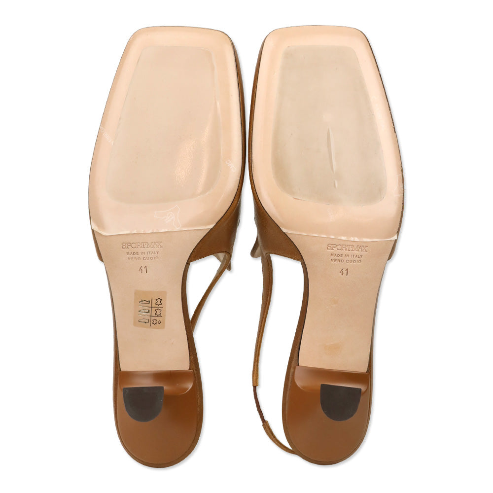 Max Mara Sportmax Epica Brown Leather Slingback Loafer
