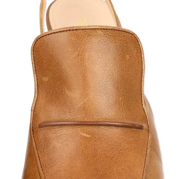 Max Mara Sportmax Epica Brown Leather Slingback Loafer