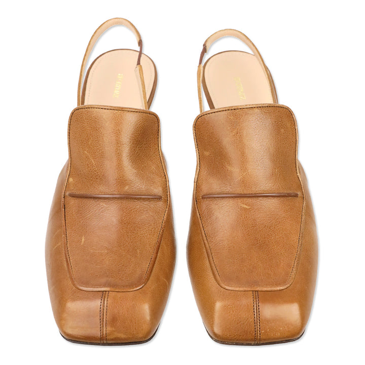 Max Mara Sportmax Epica Brown Leather Slingback Loafer