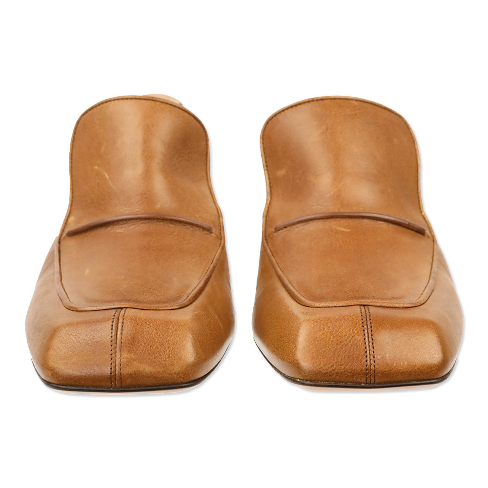 Max Mara Sportmax Epica Brown Leather Slingback Loafer