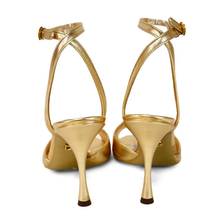 Dolce & Gabbana Gold Quilted Leather Keira 90 Ankle Strap Sandals