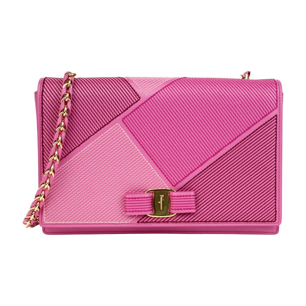 Salvatore Ferragamo Pink Leather Vara Bow Crossbody Bag