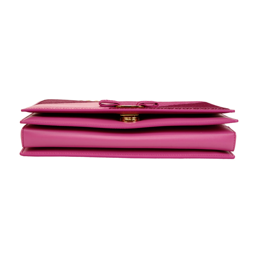 Salvatore Ferragamo Pink Leather Vara Bow Crossbody Bag