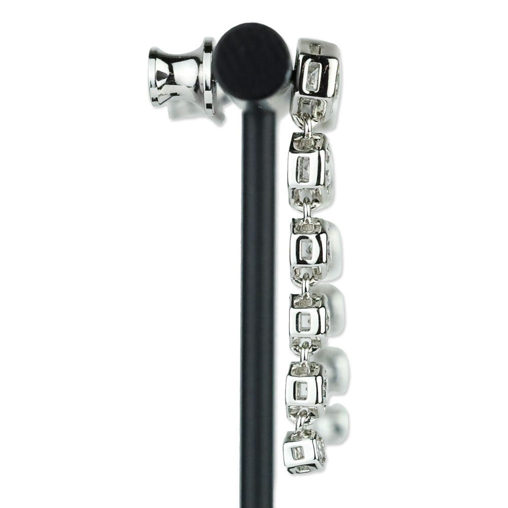 Melinda Maria Silver-Tone Hexagon Crystal Graduated Dangle Earrings