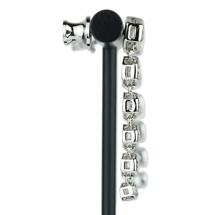 Melinda Maria Silver-Tone Hexagon Crystal Graduated Dangle Earrings