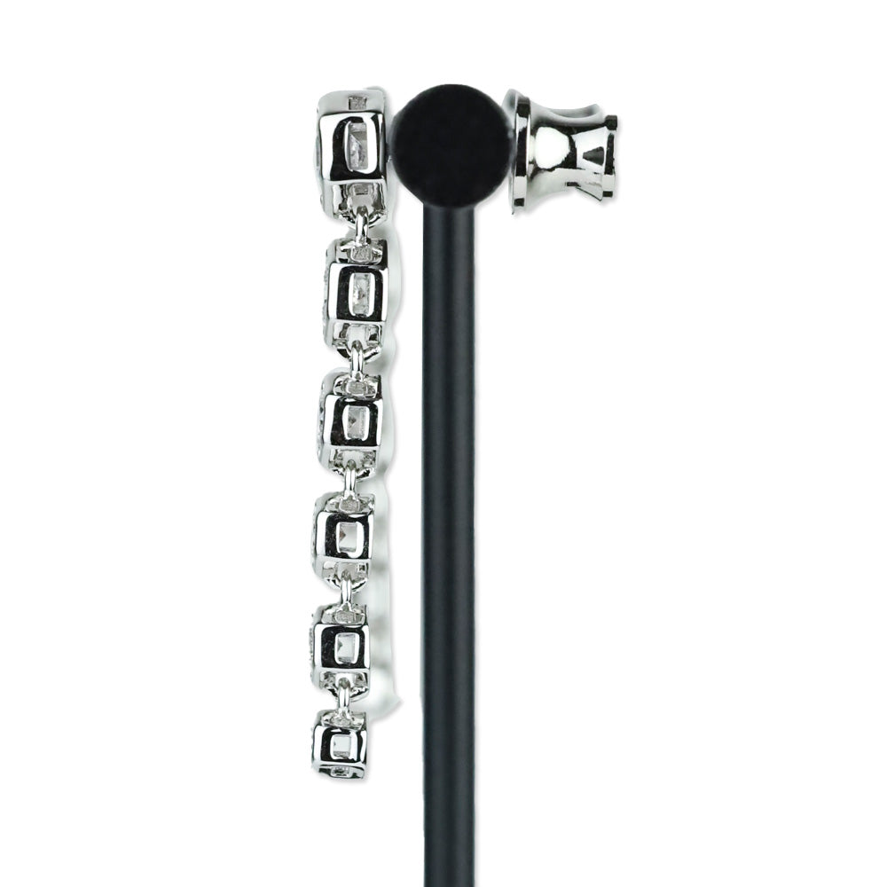 Melinda Maria Silver-Tone Hexagon Crystal Graduated Dangle Earrings