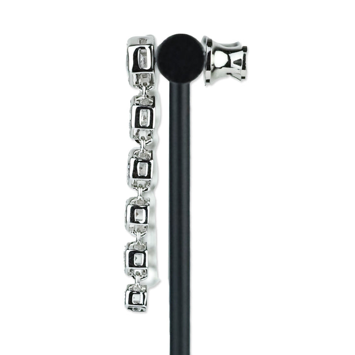 Melinda Maria Silver-Tone Hexagon Crystal Graduated Dangle Earrings