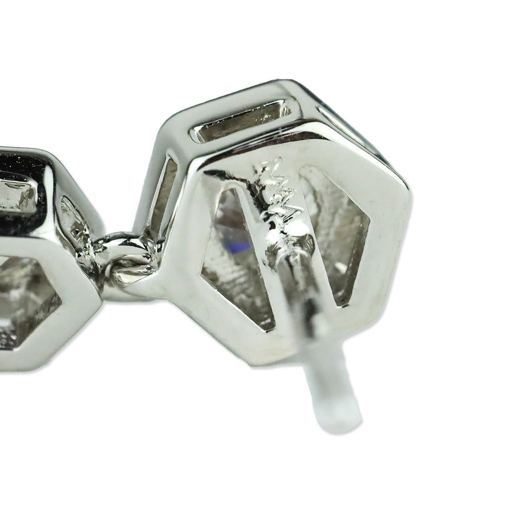 Melinda Maria Silver-Tone Hexagon Crystal Graduated Dangle Earrings