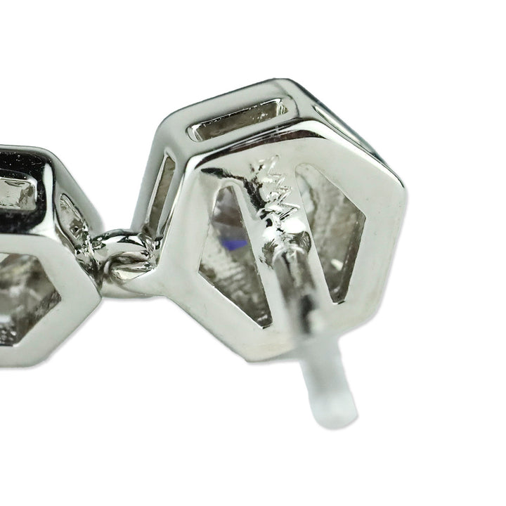 Melinda Maria Silver-Tone Hexagon Crystal Graduated Dangle Earrings