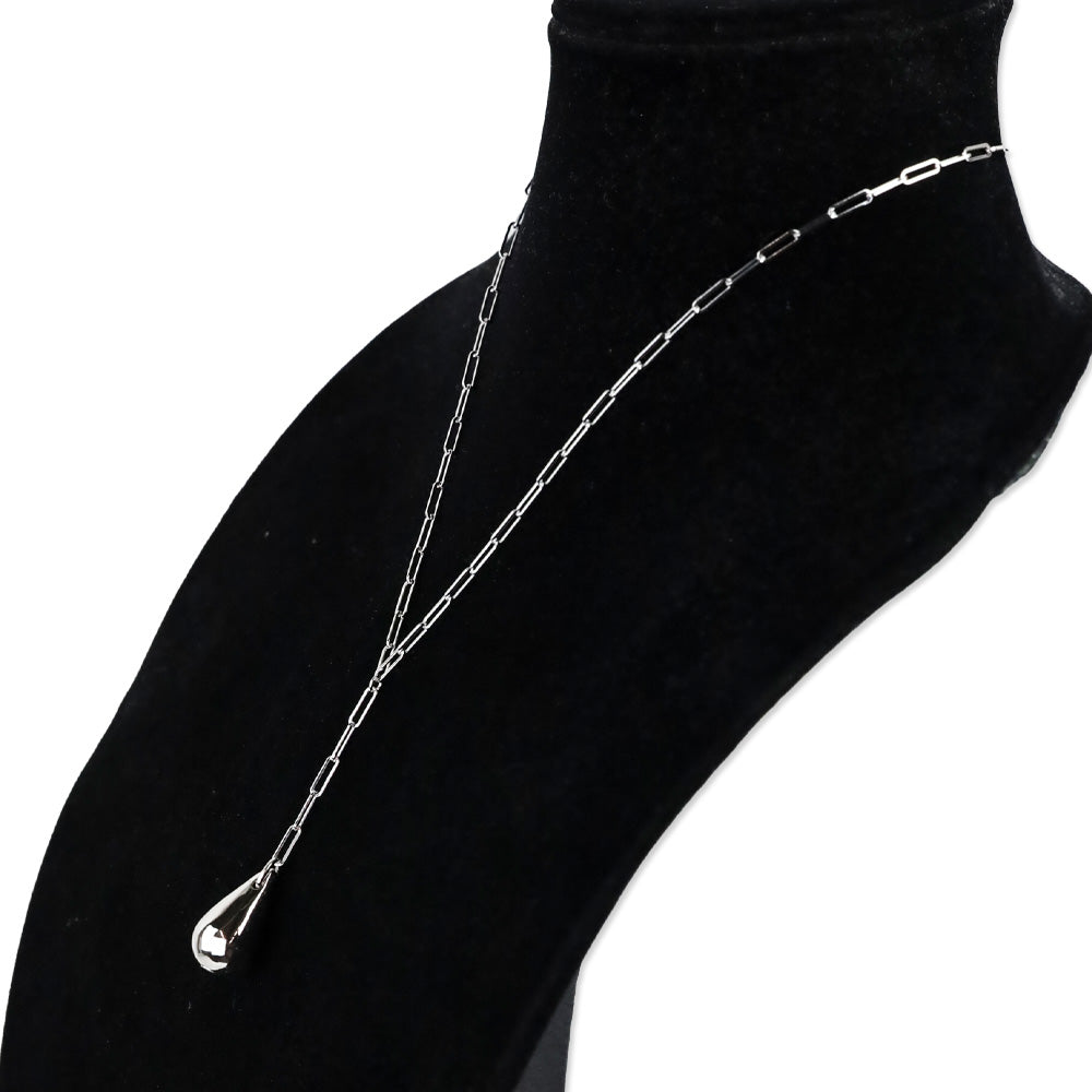 Melinda Maria Silver Paperclip Y-Strand Tear Drop Pendant Necklace