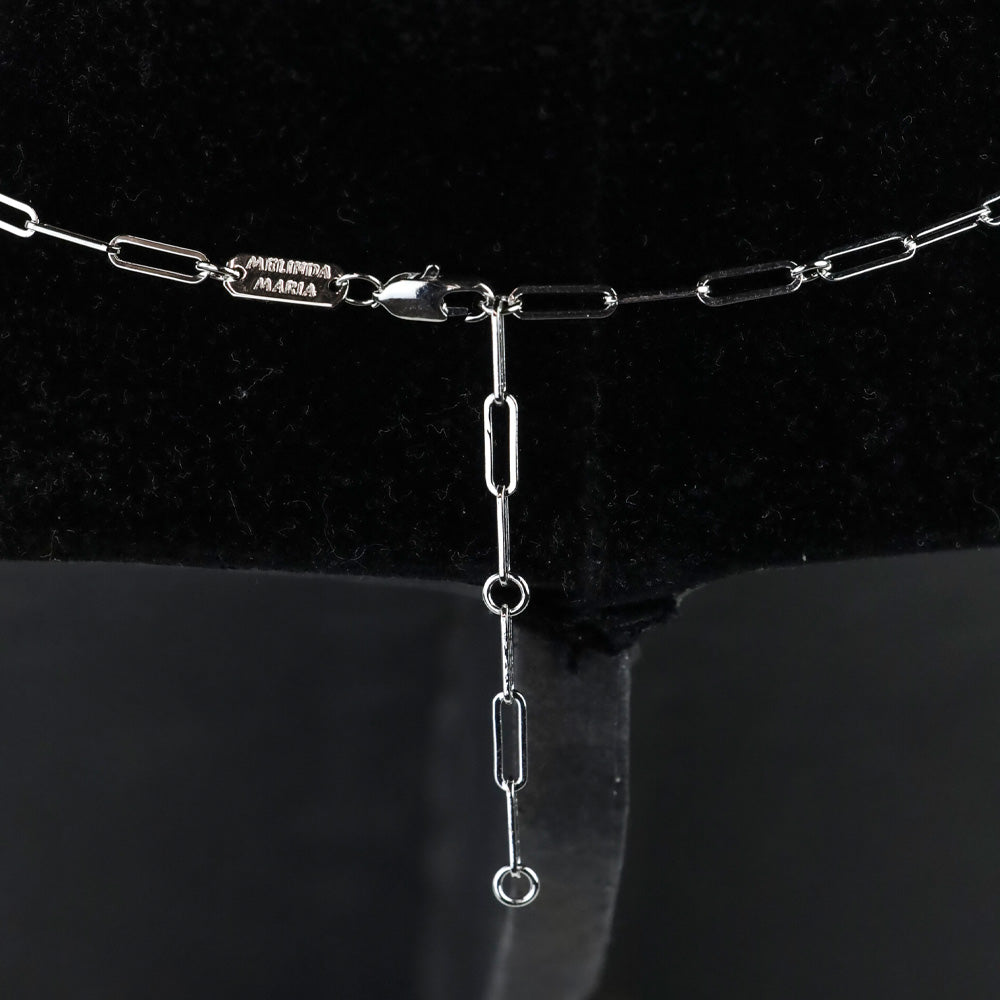 Melinda Maria Silver Paperclip Y-Strand Tear Drop Pendant Necklace
