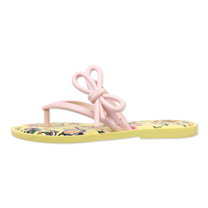Melissa / Jason Wu Yellow Floral/Pink Jelly Bow Thong Flip Flop