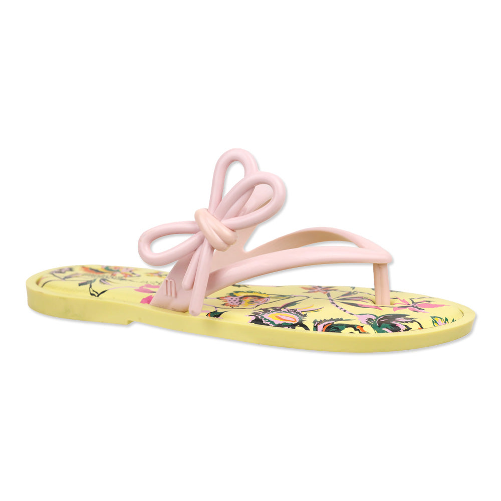 Melissa / Jason Wu Yellow Floral/Pink Jelly Bow Thong Flip Flop
