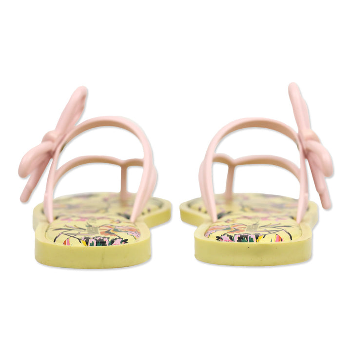 Melissa / Jason Wu Yellow Floral/Pink Jelly Bow Thong Flip Flop