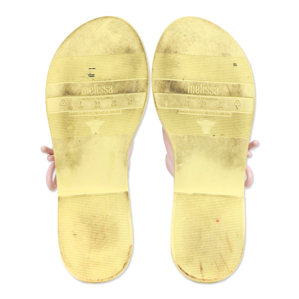 Melissa / Jason Wu Yellow Floral/Pink Jelly Bow Thong Flip Flop