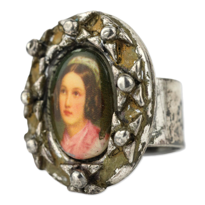 Metal Pointu's‎ Paris Vintage Women Painting Oval Frame Ring