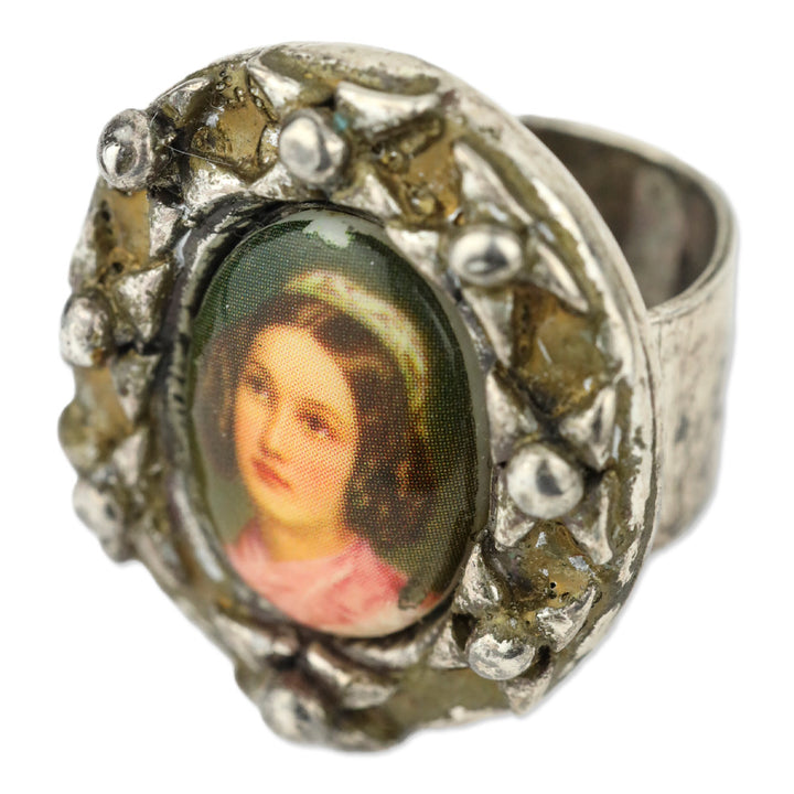 Metal Pointu's‎ Paris Vintage Women Painting Oval Frame Ring