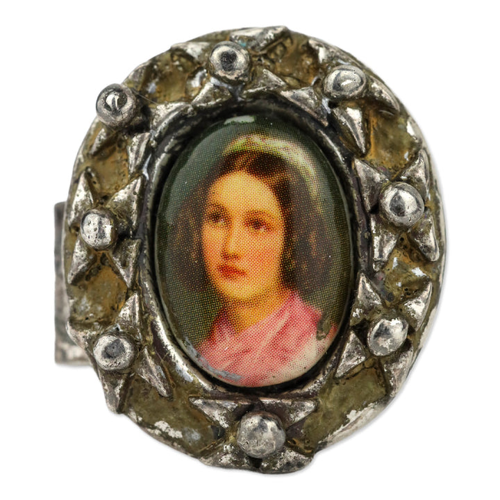 Metal Pointu's‎ Paris Vintage Women Painting Oval Frame Ring