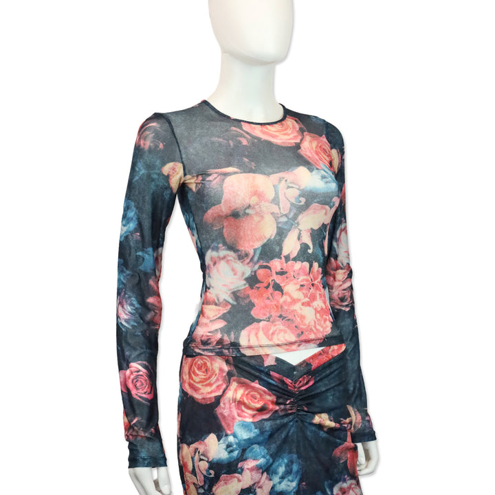 Miaou Decades Rose Power Mesh Long Sleeve Top