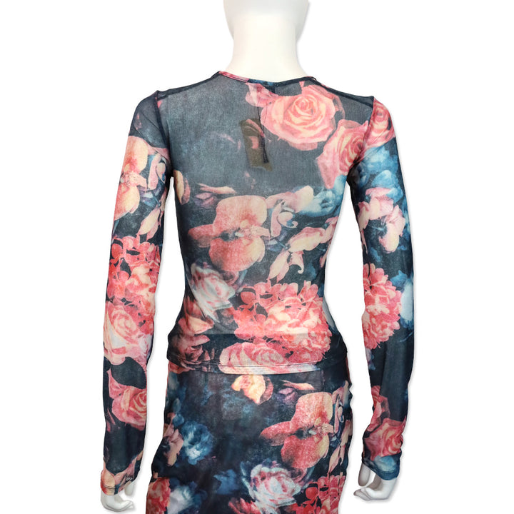 Miaou Decades Rose Power Mesh Long Sleeve Top