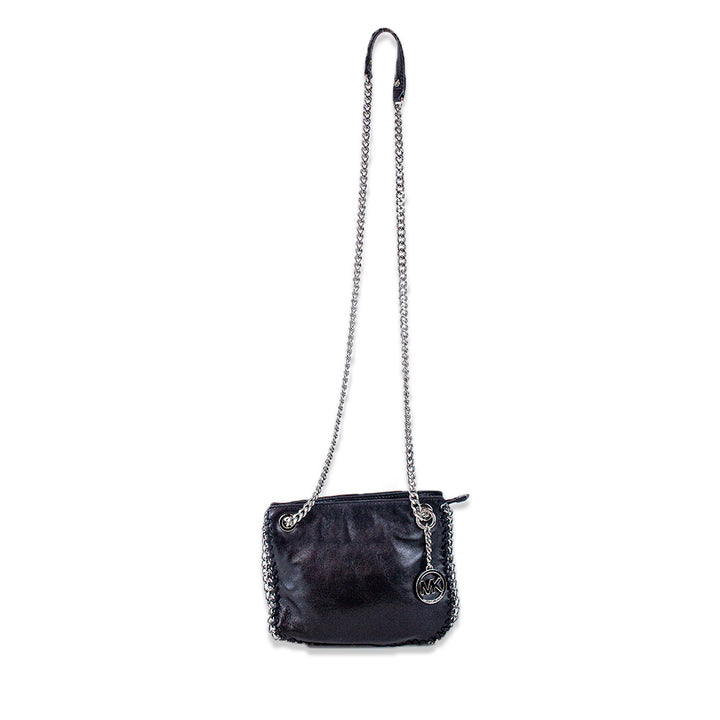 Michael Kors Black Leather Chain Trim Shoulder Bag