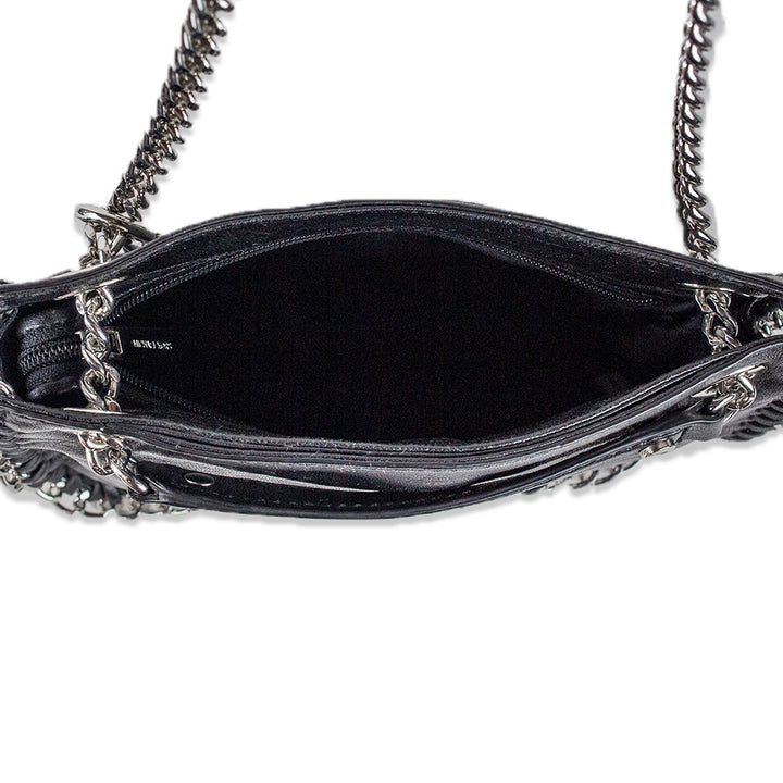 Michael Kors Black Leather Chain Trim Shoulder Bag