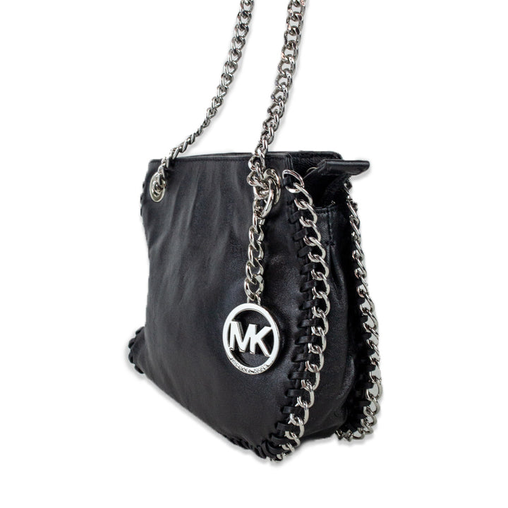 Michael Kors Black Leather Chain Trim Shoulder Bag
