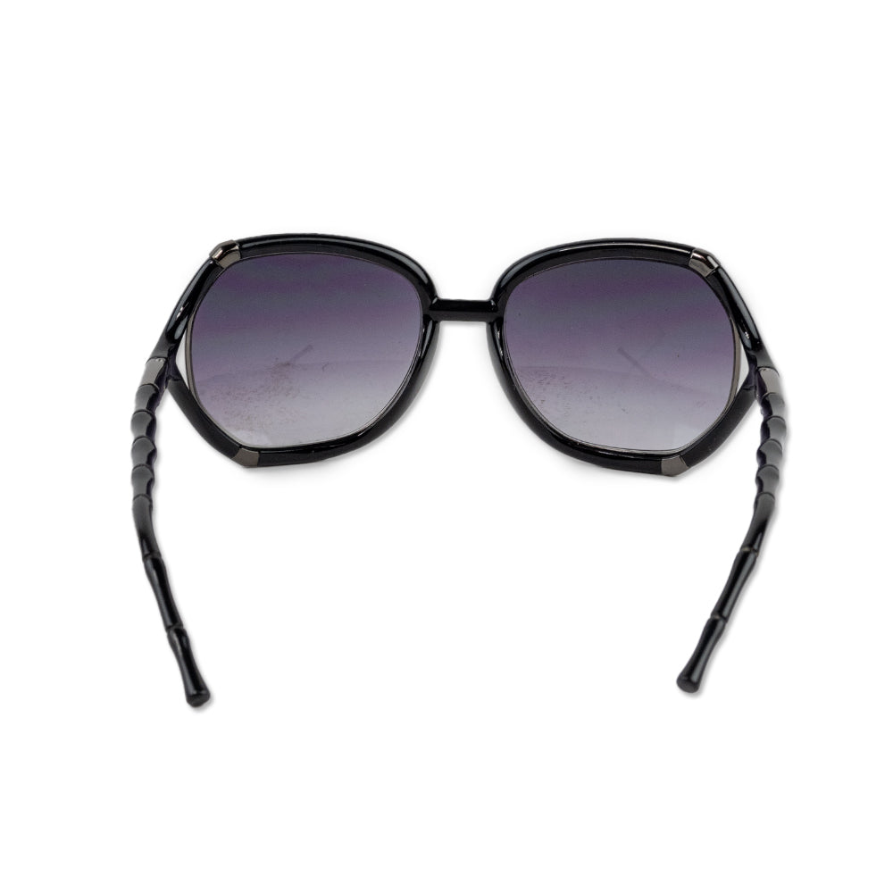 Michael Kors Black Oversized Sunglasses with Bamboo Style Arms